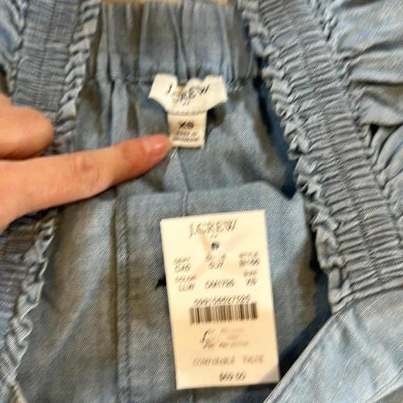 NWT J Crew Factory Denim Chambray Ruffle Strap Top 100% Cotton - Picture 4 of 5